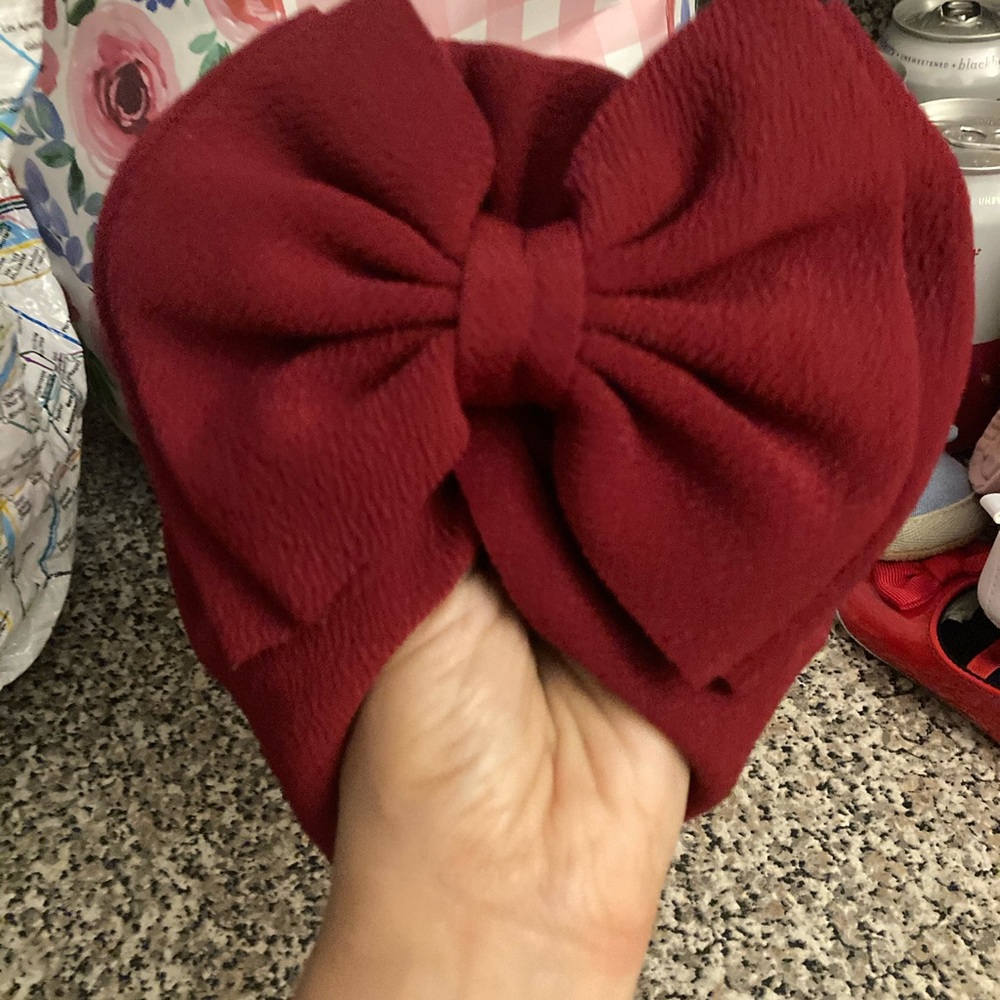 Cute red polyester baby girl hat